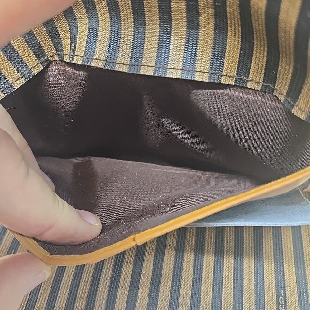 Fendi Striped Pequin Long Tri Fold Checkbook Wallet Vintage Glam - Picture 15 of 16